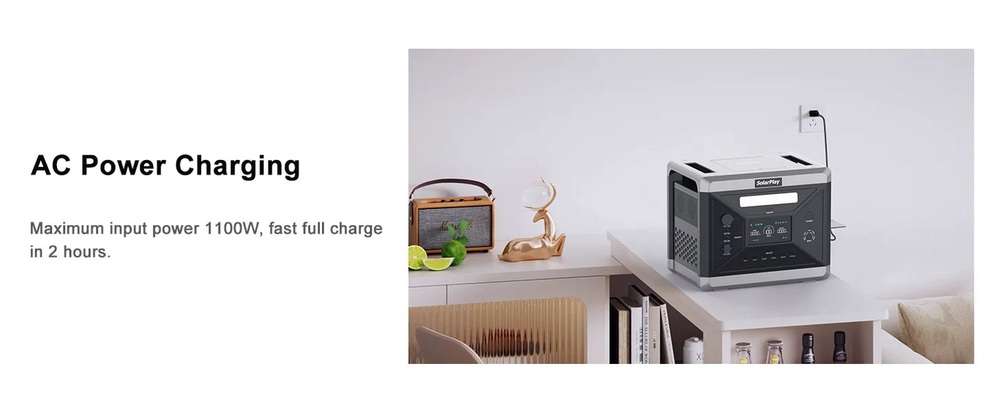 SOLARPLAY Q2501 Portable Power Station 2160WH LiFePO4 Battery with 2400W (4800W Peak) AC Output Solar Generator for Garden Party