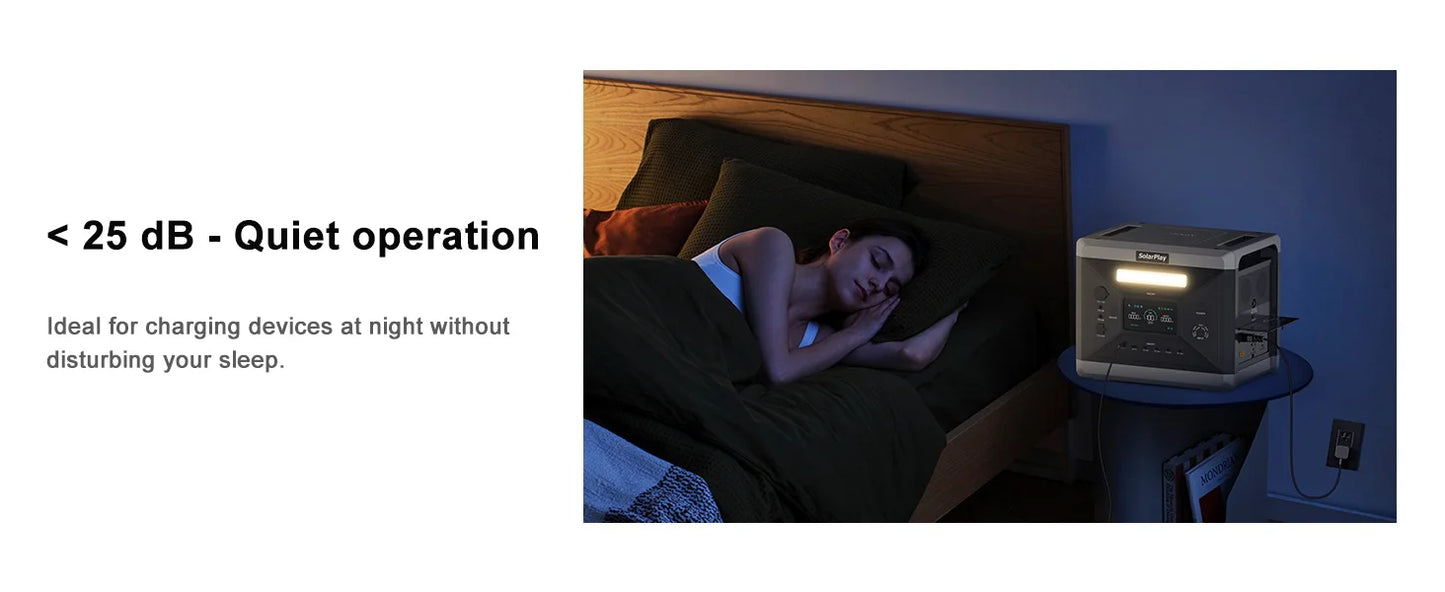 SOLARPLAY Q2501 Portable Power Station 2160WH LiFePO4 Battery with 2400W (4800W Peak) AC Output Solar Generator for Garden Party