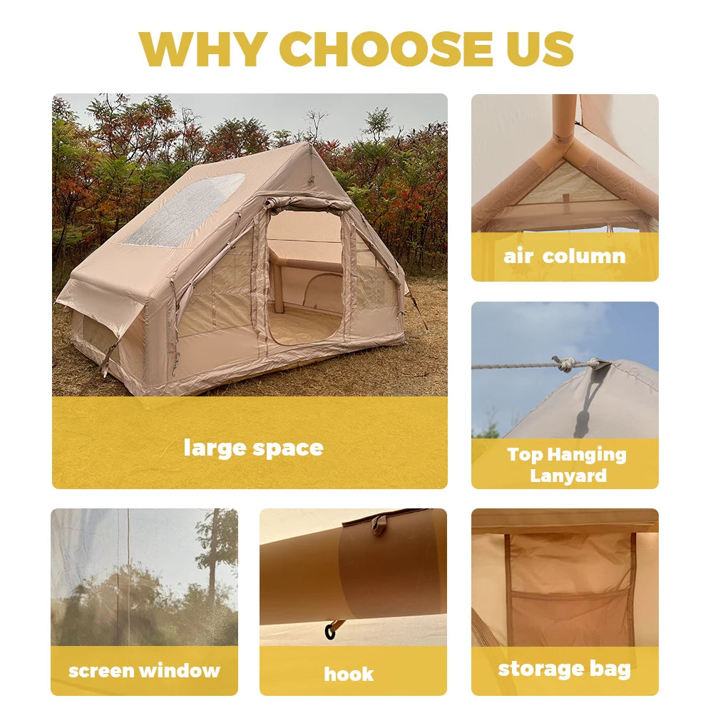 Inflatable Tents For Adult Camping, Luxury Camping Tents, Inflatable Tents With Stove Plug, 4/6/8 Person Family Camping Inflatab