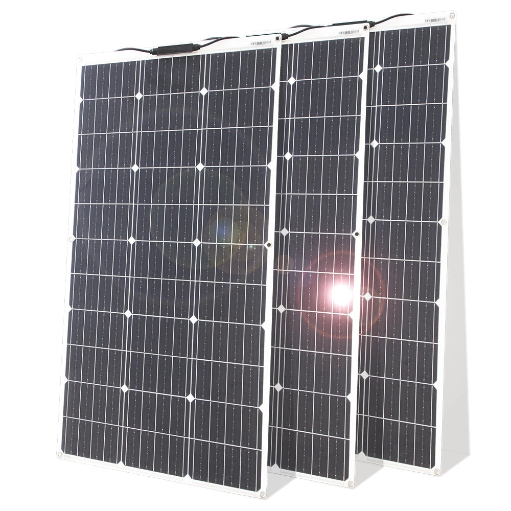 12V Flexible Solar Panel Kit 100W 200W Monocrystalline Waterproof with Controller for RV Camping Outdoor