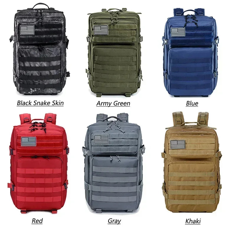 45L Tactical Backpack Large Capacity Outdoor Rucksack 3 Day Fitness Hiking Bag Hiking Camping Gear Backpacks