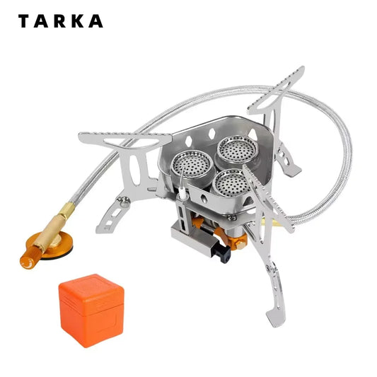TARKA 3 Heads Gas Stove Tourist Camping Burners Folding Backpacking Furnace 5800W Outdoor Hiking Picnic BBQ Cooking Equipment