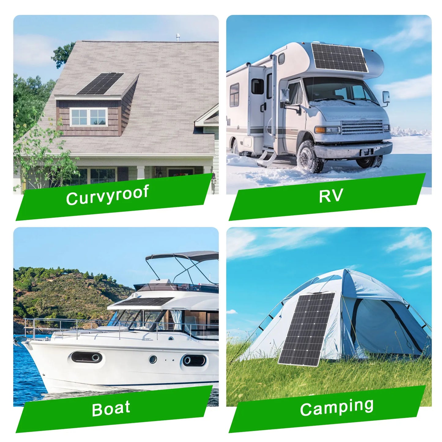 12V Flexible Solar Panel Kit 100W 200W Monocrystalline Waterproof with Controller for RV Camping Outdoor